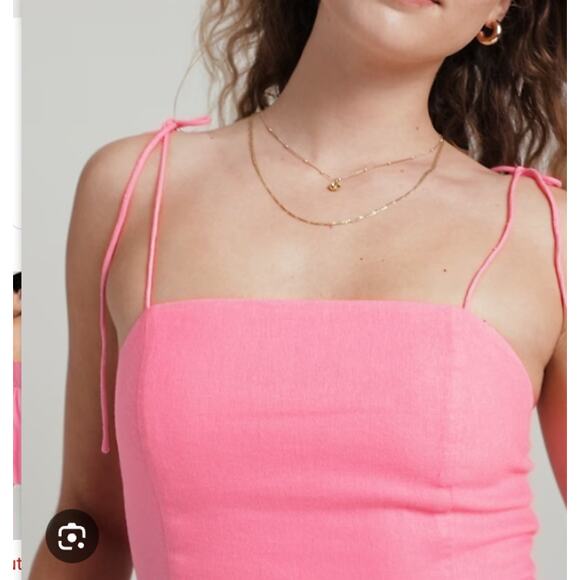 Old Navy S Pink Fit and Flare Tie Shoulder Mini Cami Dress Sparkle Berry Square - Picture 12 of 12